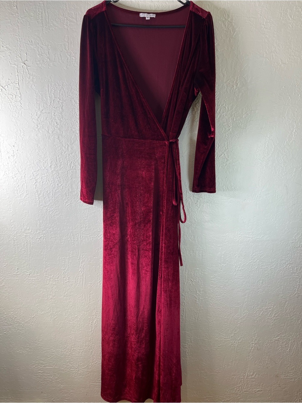 Baltic Born Sofia Velvet Wrap Maxi Dress in Mulberry Burgundy - Picture 4 of 16